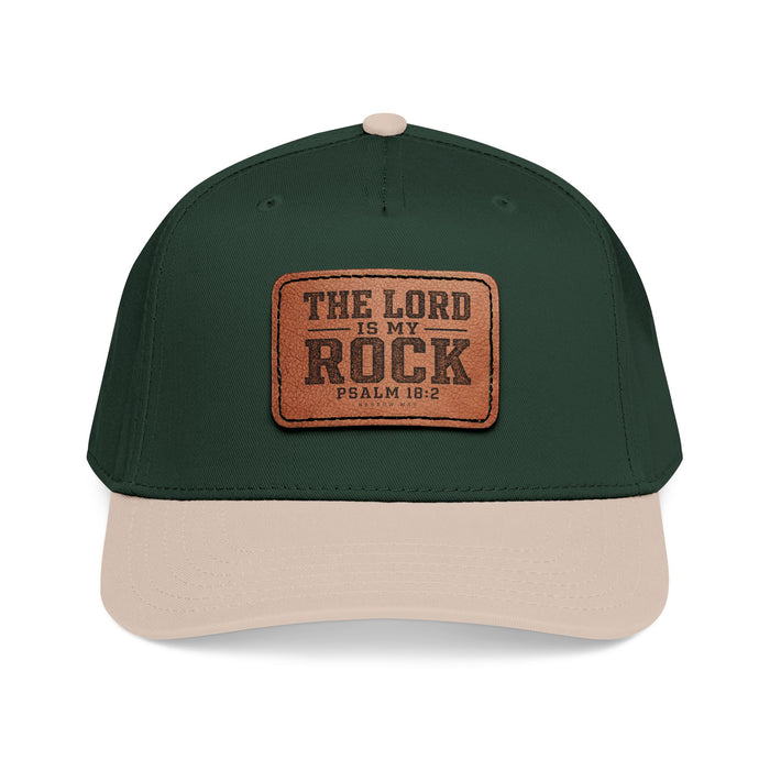 The Lord is My Rock - Mid Profile Baseball Cap with Leather Patch